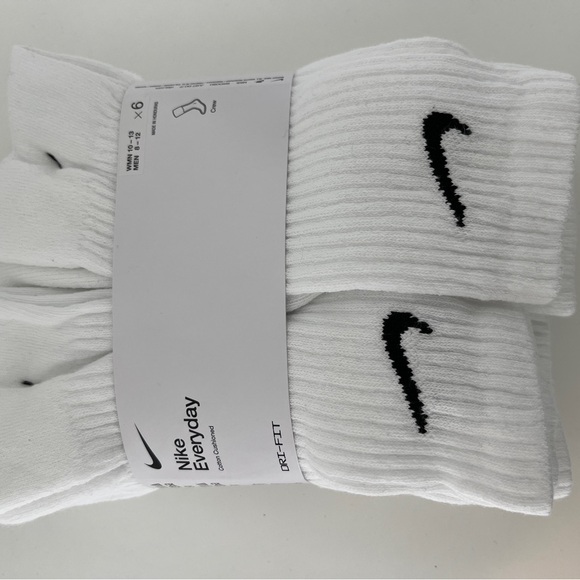 Nike Other - Nike Everyday White Crew Socks with Black Swoosh